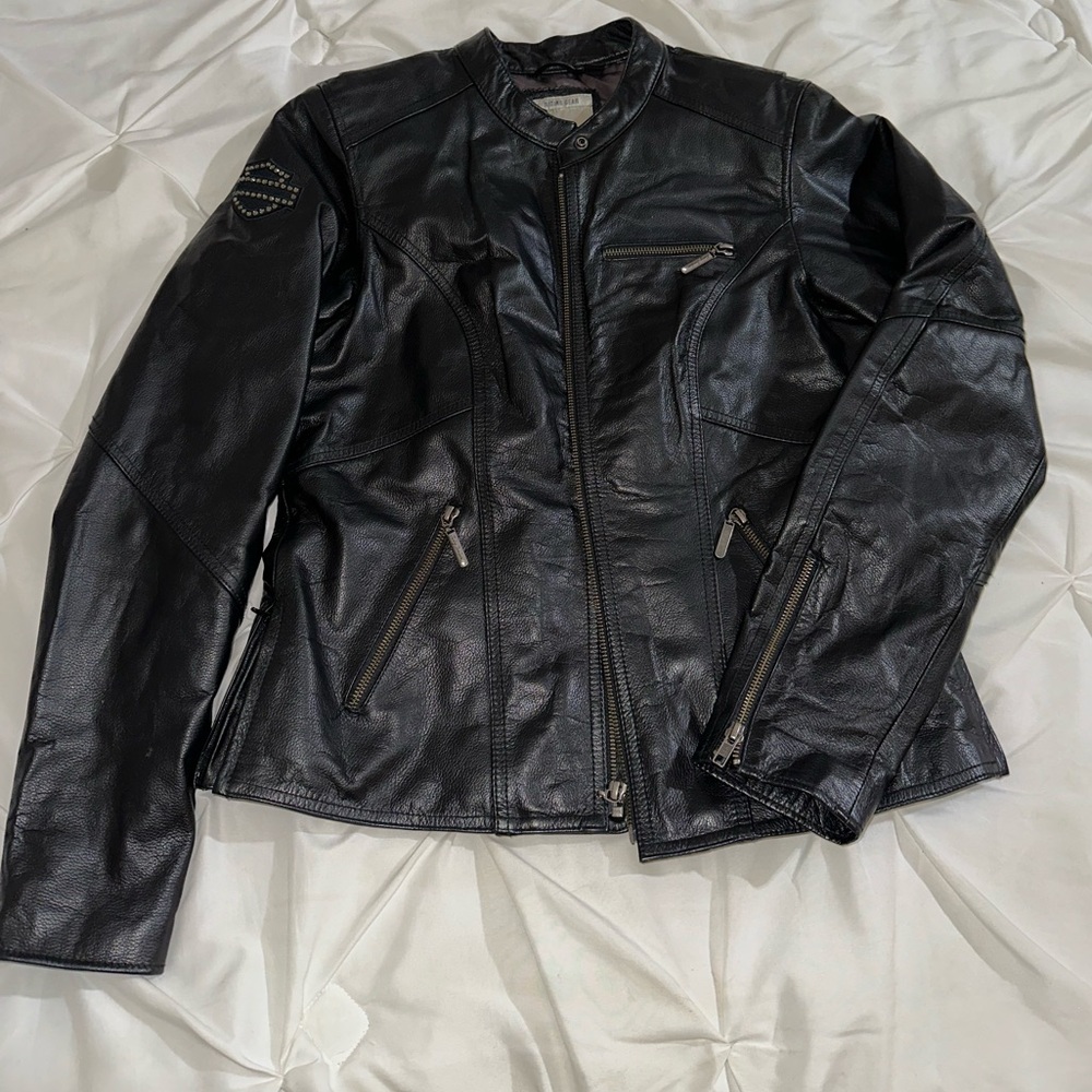 Harley Davidson women’s leather jacket with rhinestones size medium